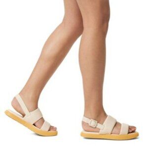 Sorel ONA Streetworks Go-To Flat Sandals Leather Honey White Size 8 NEW